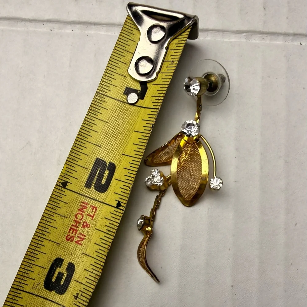 Vintage Fine Mesh Dainty Flower Necklace Crystal Rhinestone Earrings‎ Bracelet